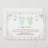 Invitation Personalized Twin Boys Sip and See Invite (Devant)
