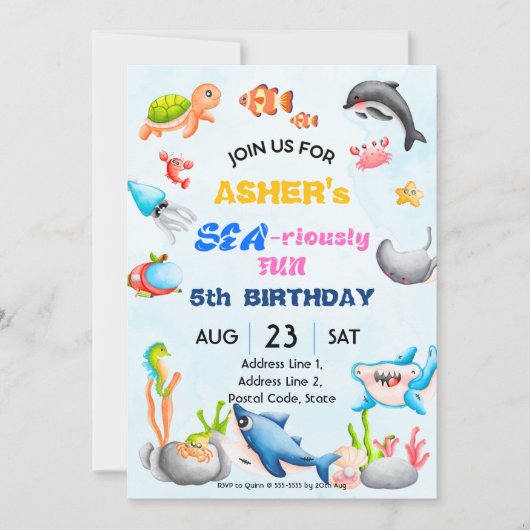 Invitation Personalized Under the Sea Downloadable Birthday I (Devant)