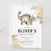 Invitation Personalized Watercolor Dinosaur Birthday Party (Devant)