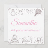 Invitation Personalized Will You Be My Bridesmaid Card (Devant)
