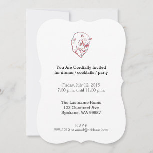 Invitation Personnage 3D vibrant à cornes rouges