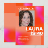 Invitation personnage 40 ans tendance photo moderne Invitatio (Devant / Derrière)