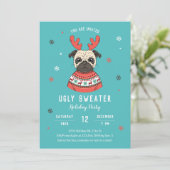 Invitation Personnage de chien mignon fête pull moche (Debout devant)
