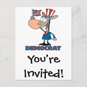 Invitation personnage de dessin animé âne démocratique mignon