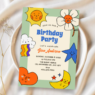 Invitation Personnages de gribouillages amusants pour anniver