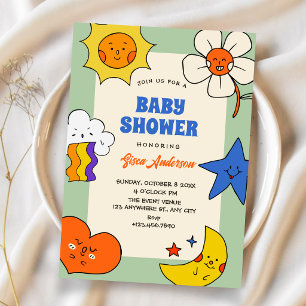 Invitation Personnages de gribouillis amusants pour baby show