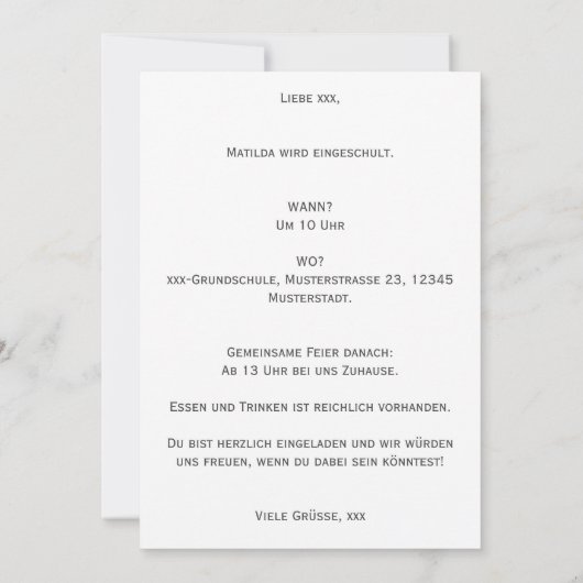 Invitation personnalisable (Dos)