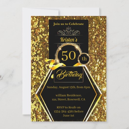 Invitation personnalisable 50e anniversaire (Devant)