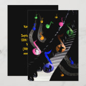 Invitation Personnalisable à la musique de fête d' (Devant / Derrière)