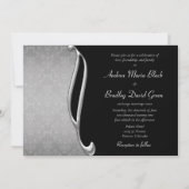 Invitation Personnalisable Argent Noir Flourish Wedding Invit (Dos)