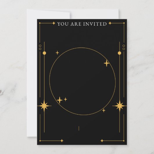 Invitation Personnalisable avec étoiles noires et dorées (Devant)