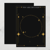 Invitation Personnalisable avec étoiles noires et dorées (Devant / Derrière)