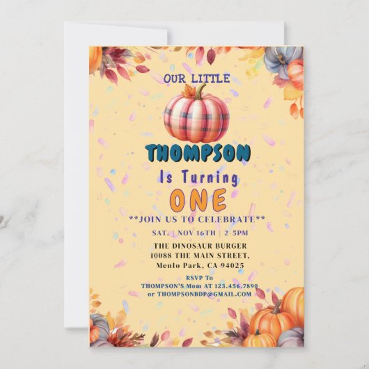 Invitation Personnalisable " Baby 1 st Birthday Party " (Devant)