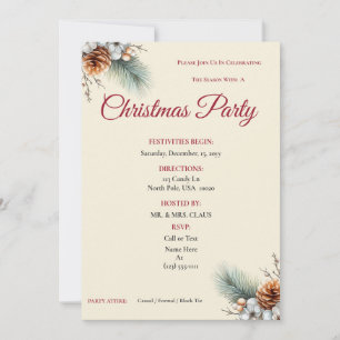 Invitation personnalisable Bois de pin et baie