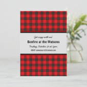 Invitation personnalisable Bonfire Flannel rouge p (Debout devant)