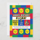 Invitation personnalisable Brick Builder Block Man (Devant)