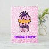Invitation personnalisable cupcake rose d'Hallowee (Debout devant)