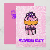 Invitation personnalisable cupcake rose d'Hallowee (Devant / Derrière)
