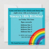 Invitation personnalisable de 18 anniversaires (Dos)