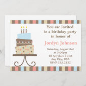 Invitation personnalisable de gâteau (Devant / Derrière)