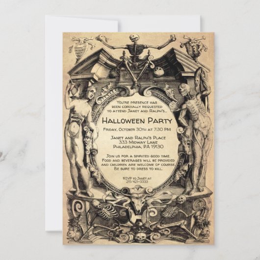 Invitation personnalisable de style vintage effray (Devant)