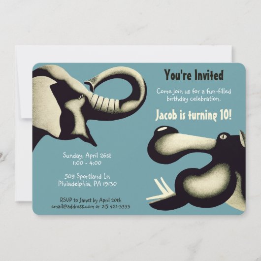 Invitation personnalisable de style Zoo vintage (Devant)