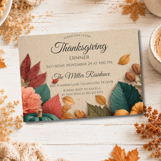 Invitation personnalisable de Thanksgiving à l'aut