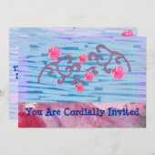 Invitation Personnalisable Fleurs Roses (Devant / Derrière)