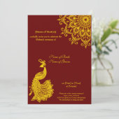 Invitation Personnalisable Gold Dark Red Mehendi Henna Indian (Debout devant)