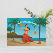 Invitation Personnalisable Mele Kalikimaka Vintage hawaïen (Debout devant)