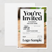 Invitation personnalisable minimaliste – Typograph (Devant / Derrière)