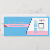 Invitation Personnalisable pour bébé Girl Flight I (Dos)