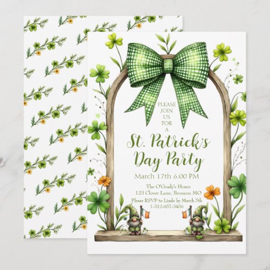 Invitation personnalisable pour la Saint-Patrick (Devant / Derrière)