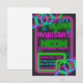 Invitation personnalisable pour soirée Glow (Devant / Derrière)