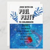 Invitation personnalisable pour une fête à la pisc (Devant / Derrière)
