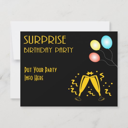 Invitation personnalisable pour une fête d'anniver (Devant)