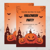 Invitation personnalisable pour une fête d'Hallowe (Devant / Derrière)