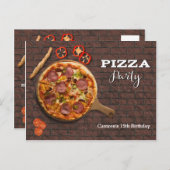 Invitation personnalisable pour une fête pizza (Devant / Derrière)