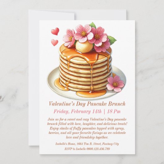 Invitation Personnalisable Saint Valentin Pancake Brunch Invi (Devant)