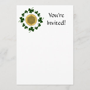 Invitation PERSONNALISABLE ! Shamrocks - Gold Irish Celtic