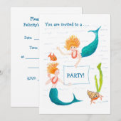 Invitation Personnalisable - Sirènes (Devant / Derrière)