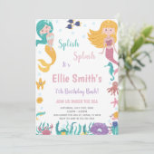 Invitation Personnalisable sous la sirène bordée de mer (Debout devant)