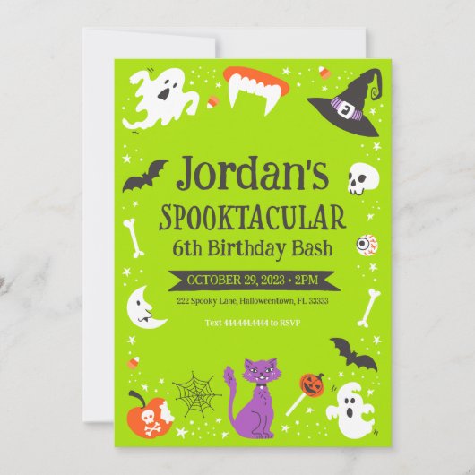 Invitation Personnalisable Spooktacular Birthday Bash (Devant)