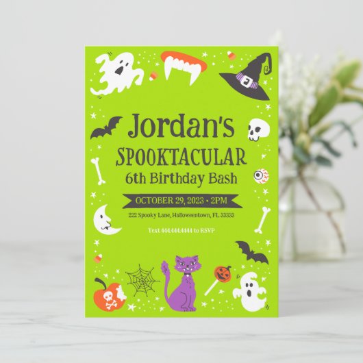 Invitation Personnalisable Spooktacular Birthday Bash (Debout devant)