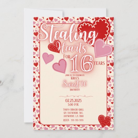 Invitation Personnalisable Sweet 16 Anniversaire Fête Invitat (Devant)