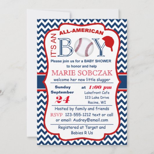 Invitation Personnalisable toute l'invitation de baby shower (Devant)