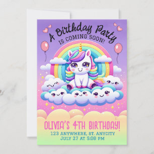 Invitation Personnalisable Unicorn Anniversaire