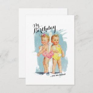 Invitation personnalisable vintage d'anniversaire