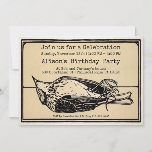 Invitation Personnalisable vintage Dead Bird (Devant)