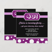 Invitation Personnalisation de la fête du quarantième anniver (Devant / Derrière)